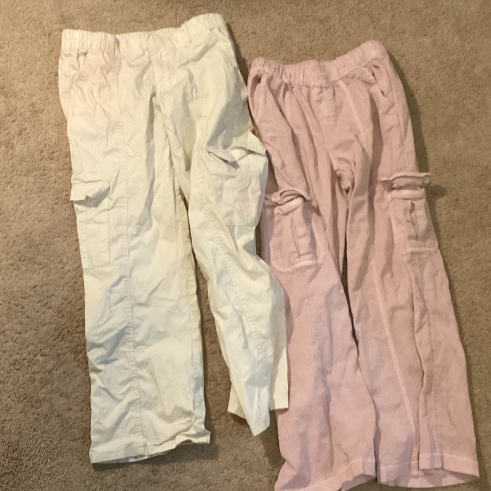 Cream and Pink Cargo Pants